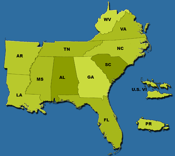 Southeast Region of the United States